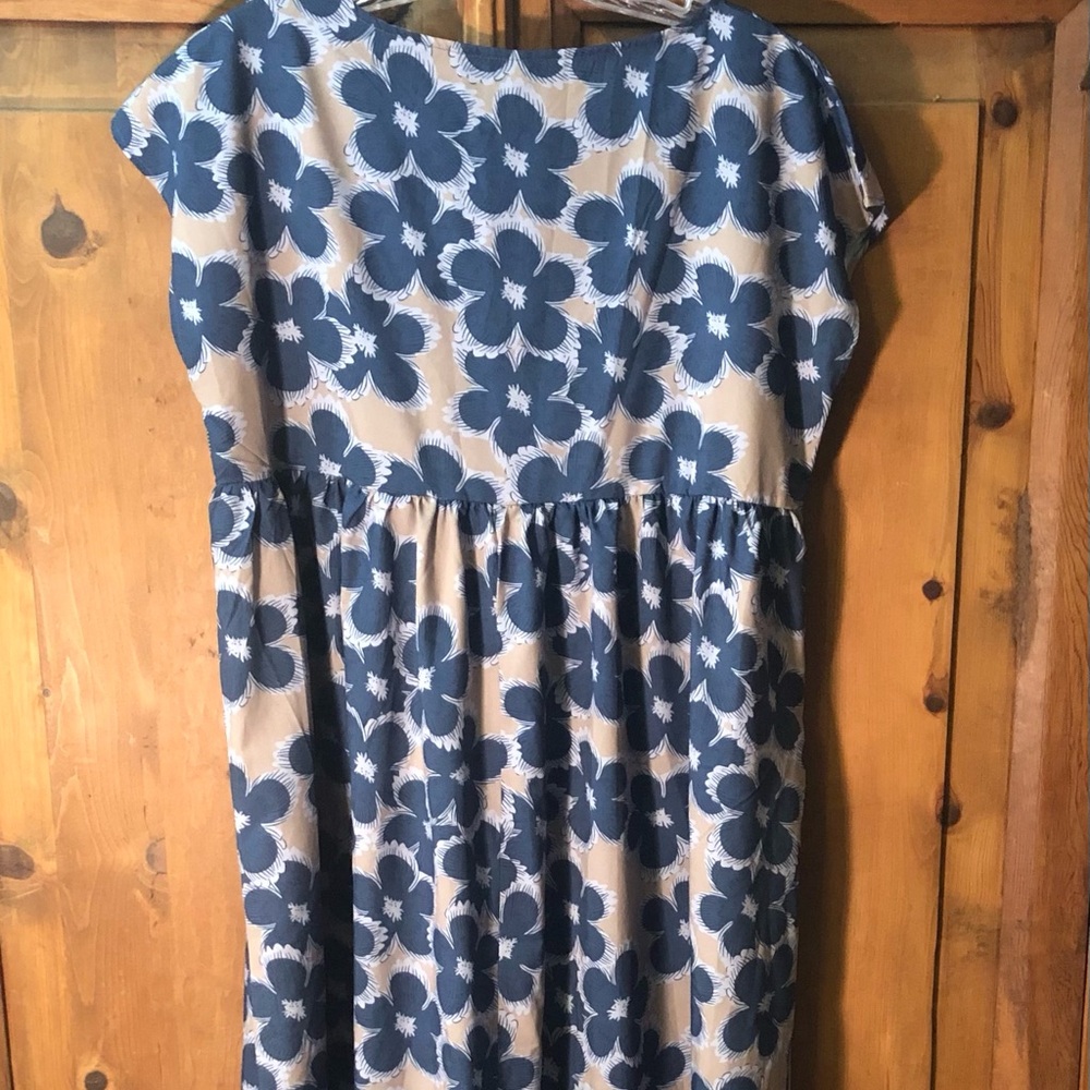 Woman’s Floral Dress in Blue and Cream